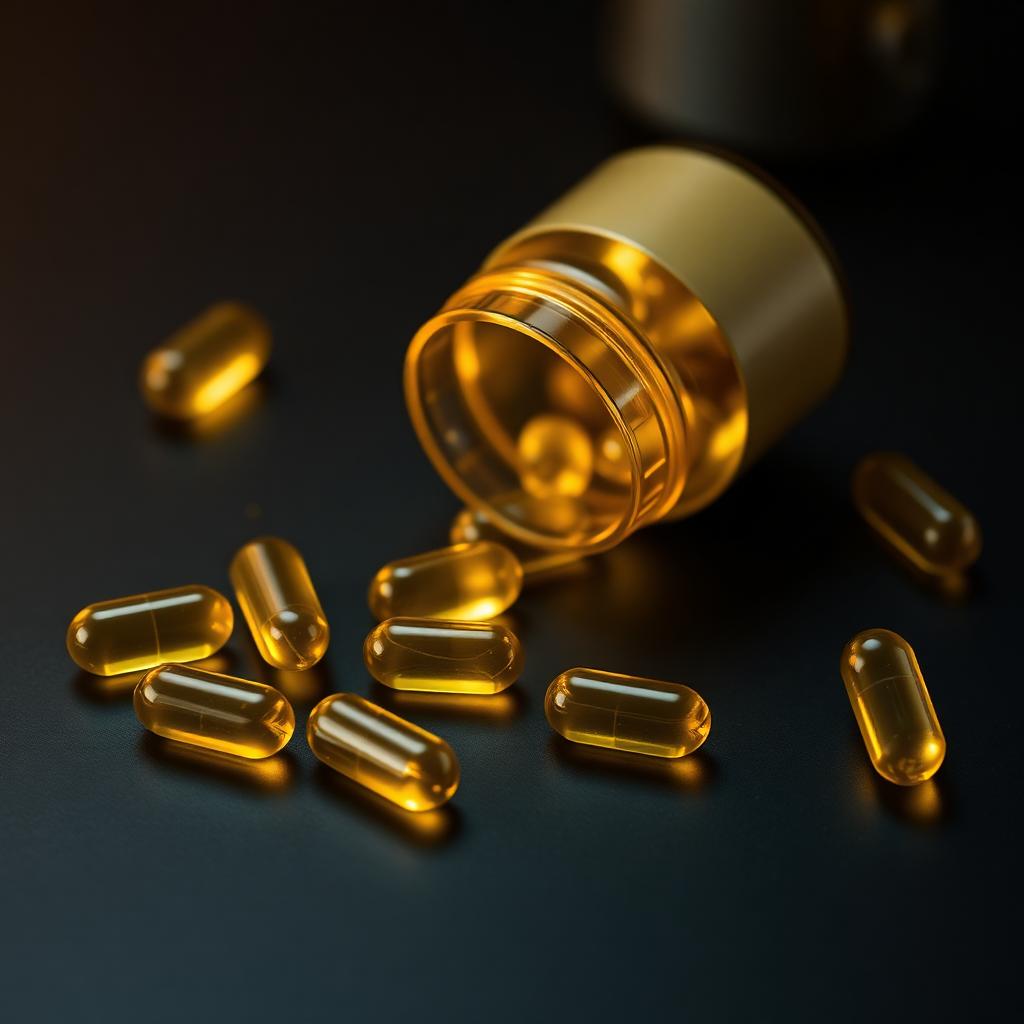 CoQ10 ubiquinol capsules dorées