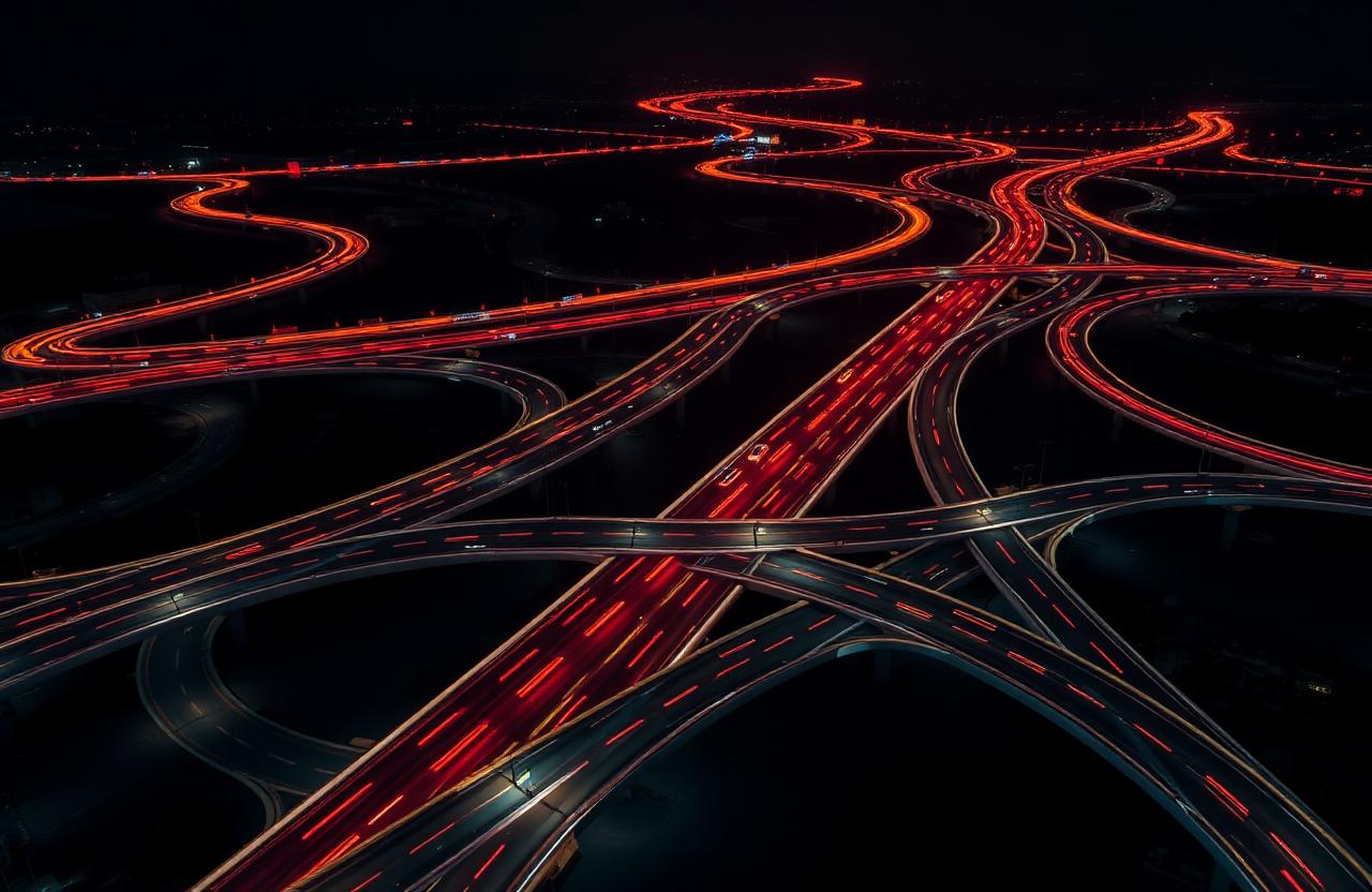 Réseau routier stylisé, métaphore de circulation